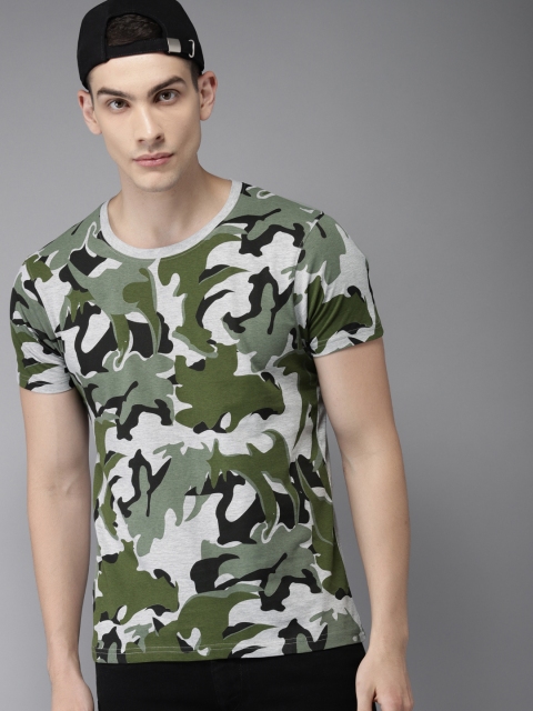 

Moda Rapido Men Grey Melange Printed Round Neck T-shirt