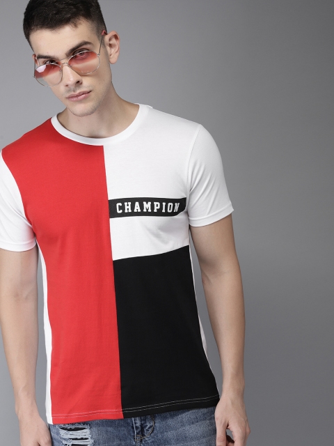 

Moda Rapido Men Red & White Colourblocked Round Neck T-shirt