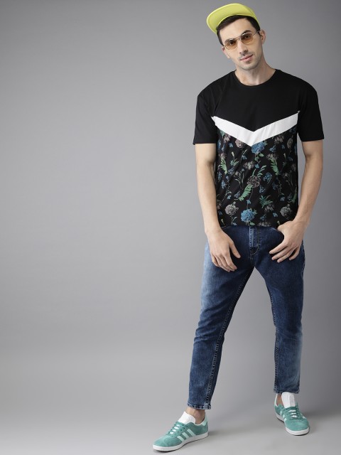 

Moda Rapido Men Black Printed Round Neck T-shirt