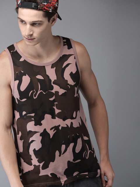 

Moda Rapido Men Nude-Coloured & Brown Printed Round Neck T-shirt