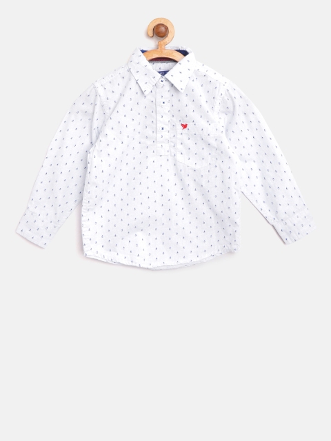 

612 league Boys Off-White & Blue Regular Fit Printed Casual Shirt