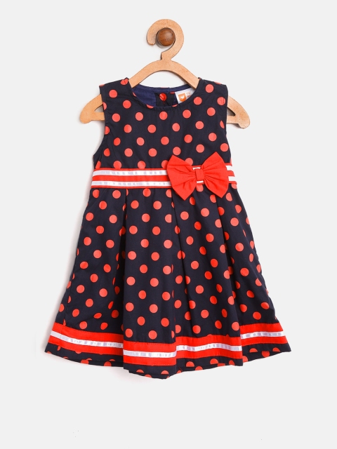 

612 league Girls Navy Blue & Red Polka Dot Print A-Line Dress