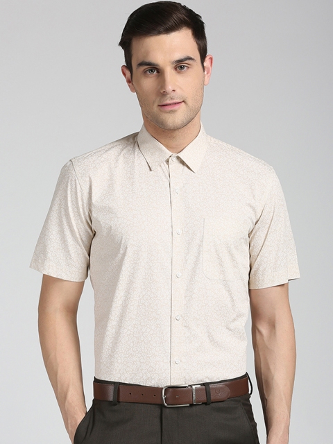 

Peter England Men Cream-Coloured Regular Fit Printed Formal Shirt