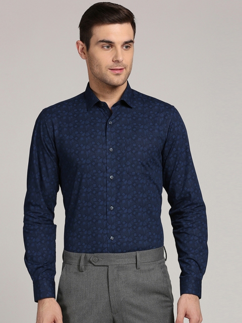 

Peter England Men Navy Blue Slim Fit Printed Casual Shirt