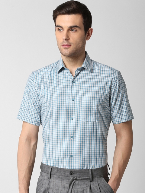 

Peter England Men Blue Regular Fit Checked Formal Shirt