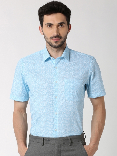 

Peter England Men Turquoise Blue Slim Fit Printed Formal Shirt