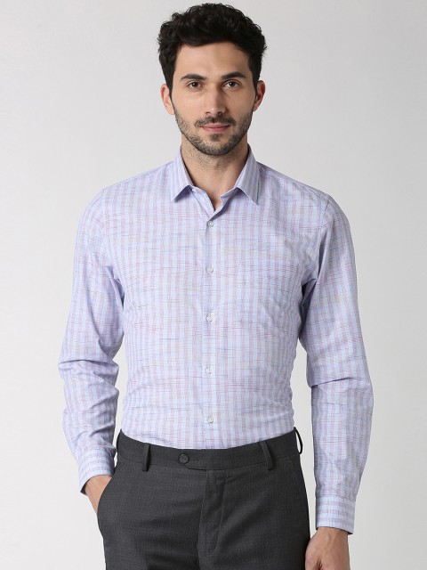 

Peter England Men Blue & Red Slim Fit Checked Formal Shirt