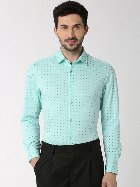 

Peter England Men Green Slim Fit Printed Formal Shirt
