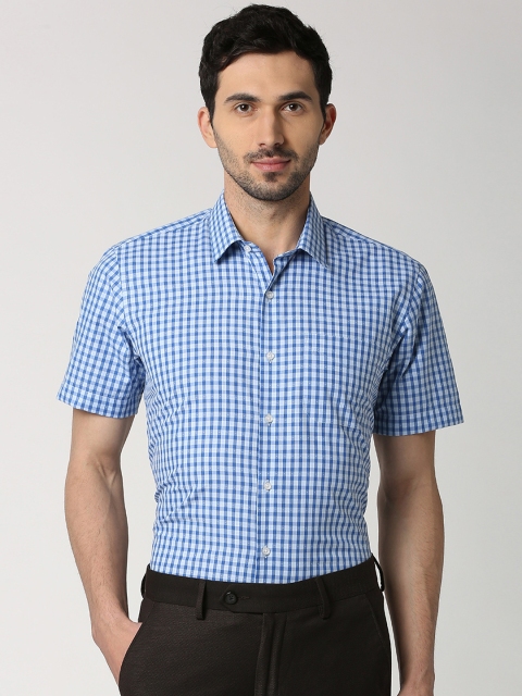 

Peter England Men Blue Slim Fit Checked Formal Shirt