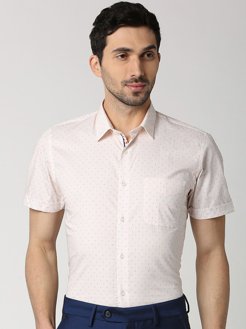 

Peter England Men Peach-Coloured Slim Fit Printed Formal Shirt