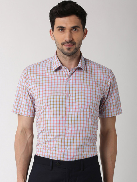 

Peter England Men Blue Regular Fit Checked Formal Shirt