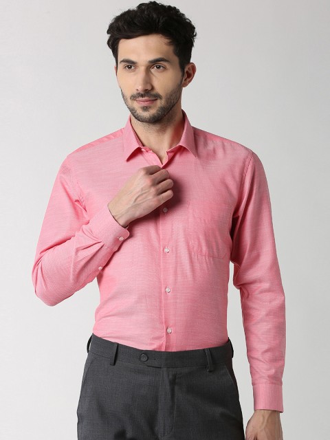 

Peter England Men Pink Regular Fit Self Design Formal Shirt
