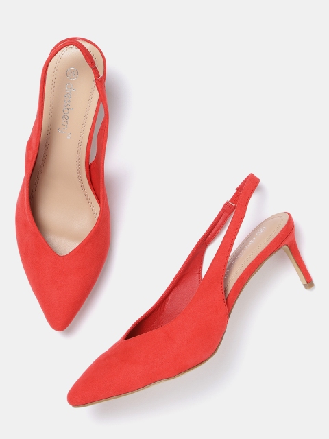 

DressBerry Women Coral Red Solid Pumps