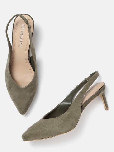 

DressBerry Women Olive Green Solid Pumps