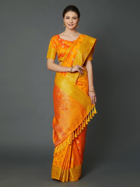 

Mitera Orange Woven Design Banarasi Saree