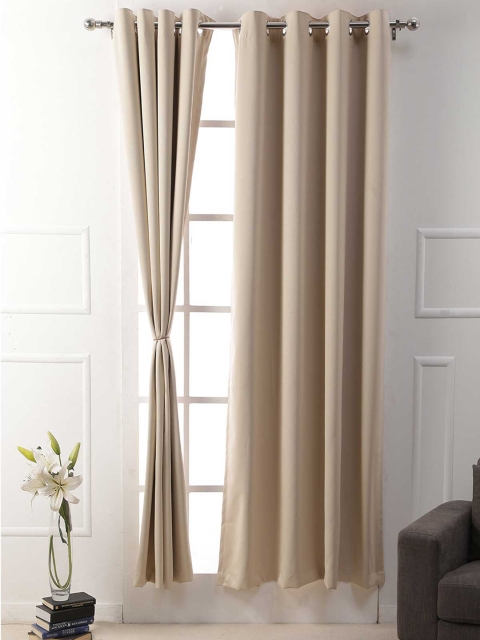 

American-Elm Set of 2 Beige Black Out Curtains