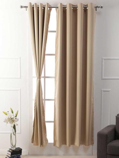 

American-Elm Beige & Beige Set of 2 Curtain Curtains