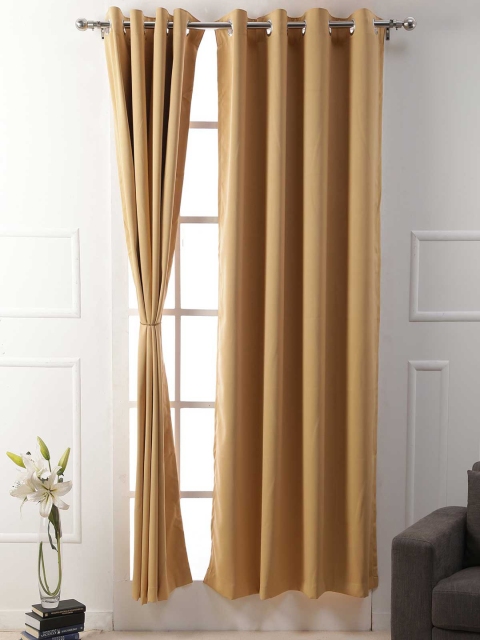 

American-Elm Set of 2 Beige Black Out Curtains