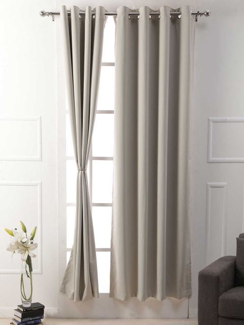 

American-Elm Beige & Beige Set of 2 Curtain Curtains