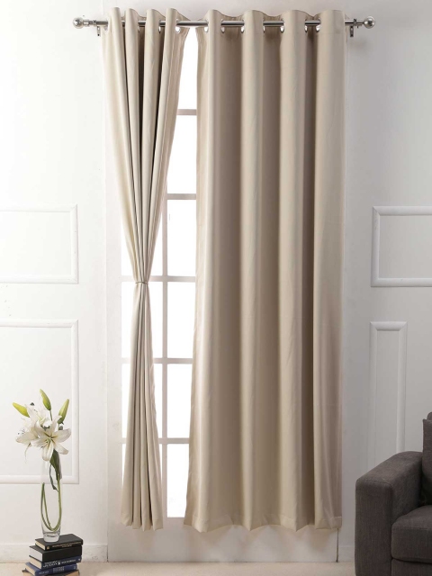 

American-Elm Beige & Beige Set of 2 Curtain Curtains