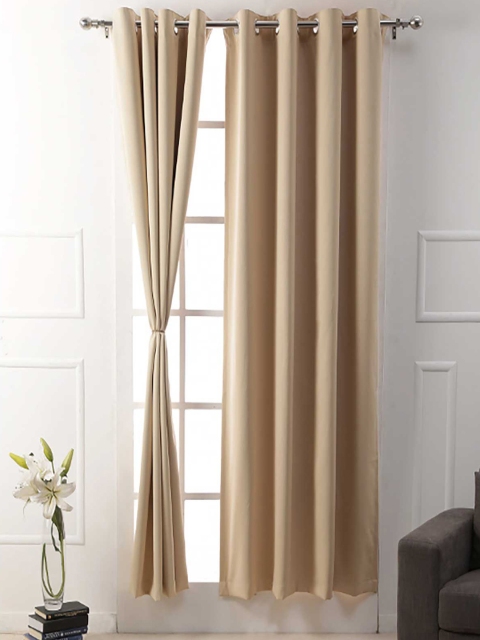 

American-Elm set of 2 Beige Black Out Door Curtains