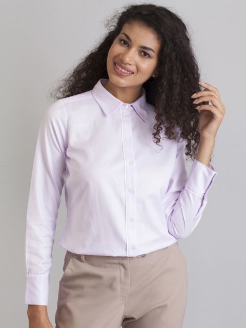 

FableStreet Women Lavender Regular Fit Self Design Casual Shirt