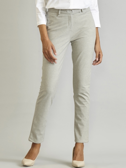 

FableStreet Women Grey Slim Fit Solid Cigarette Trousers