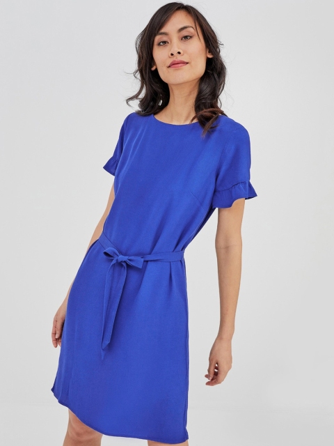 

promod Women Blue Solid A-Line Dress