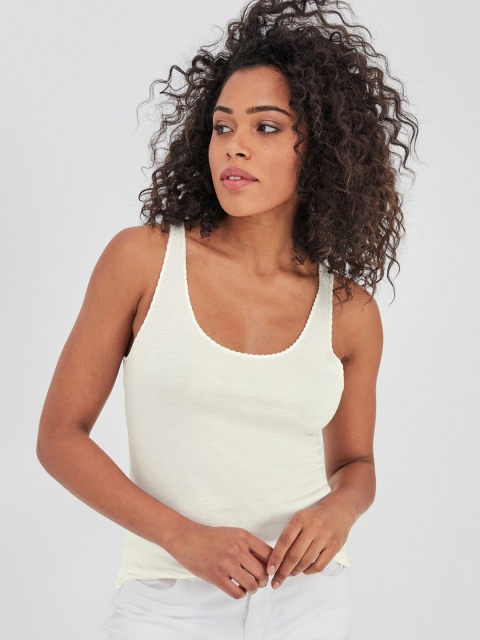 

promod Women Off-White Solid Top