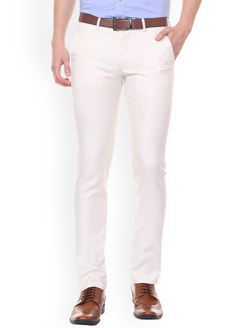 

Allen Solly Men White Slim Fit Solid Formal Trousers