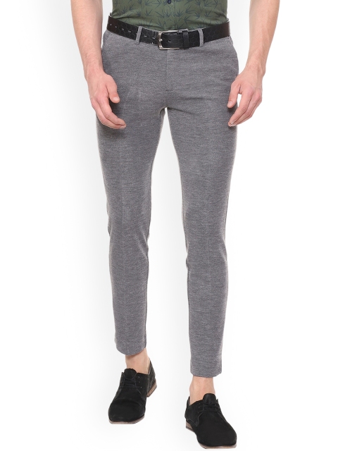 

Allen Solly Men Grey Slim Fit Self Design Regular Trousers