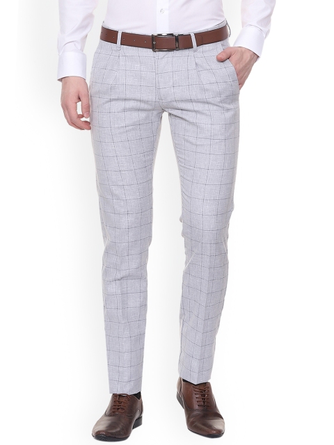 

Allen Solly Men Grey Slim Fit Checked Regular Trousers
