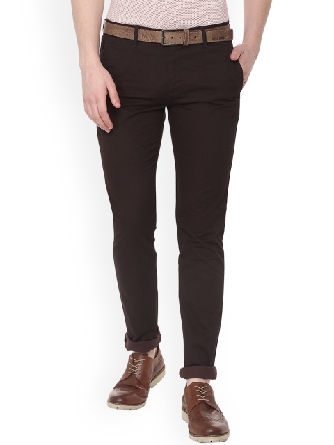 

Allen Solly Men Brown Slim Fit Self Design Regular Trousers