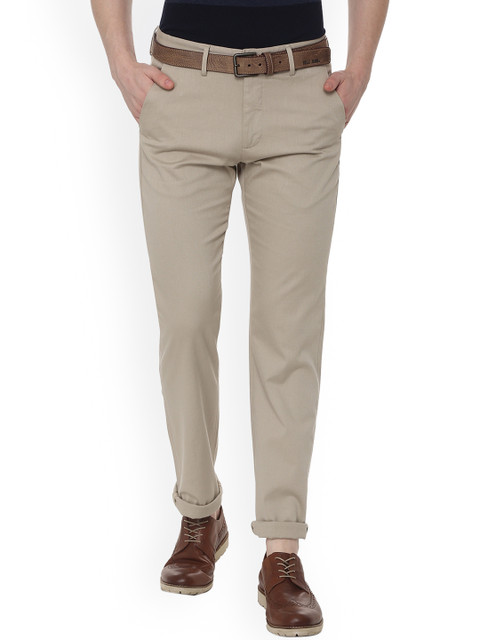 

Allen Solly Men Beige Regular Fit Self Design Regular Trousers
