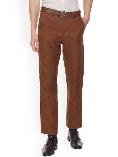 

Allen Solly Men Brown Regular Fit Solid Linen Formal Trousers