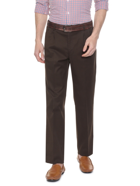 

Allen Solly Men Brown Regular Fit Solid Regular Trousers