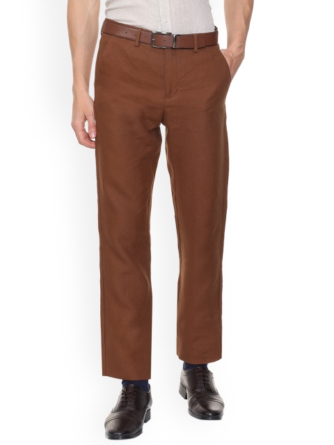 

Allen Solly Men Brown Regular Fit Solid Linen Formal Trousers