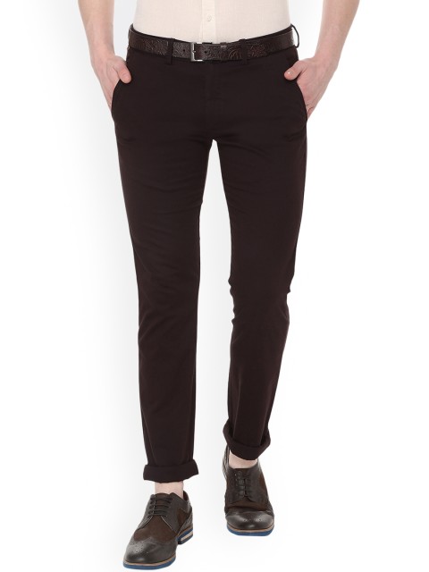 

Allen Solly Men Brown Slim Fit Self Design Regular Trousers