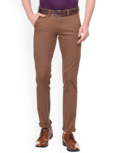 

Allen Solly Men Brown Slim Fit Self Design Regular Trousers
