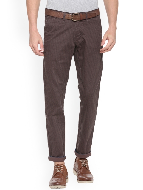 

Allen Solly Men Brown Slim Fit Self Design Regular Trousers
