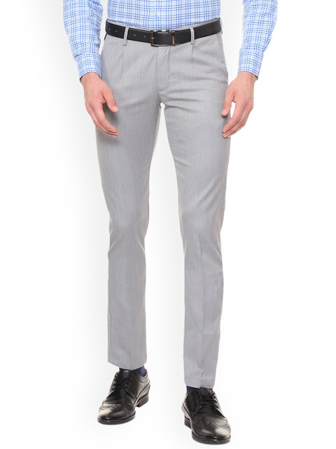 

Allen Solly Men Grey Slim Fit Self Design Formal Trousers