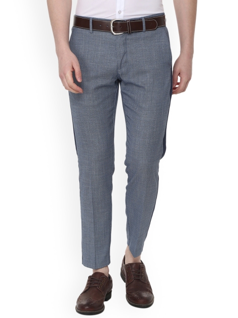 

Allen Solly Men Blue Slim Fit Self Design Regular Trousers