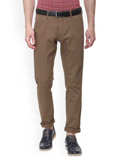 

Allen Solly Men Brown Slim Fit Self Design Regular Trousers