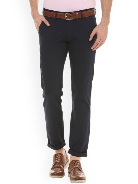 

Allen Solly Men Navy Blue Slim Fit Self Design Regular Trousers