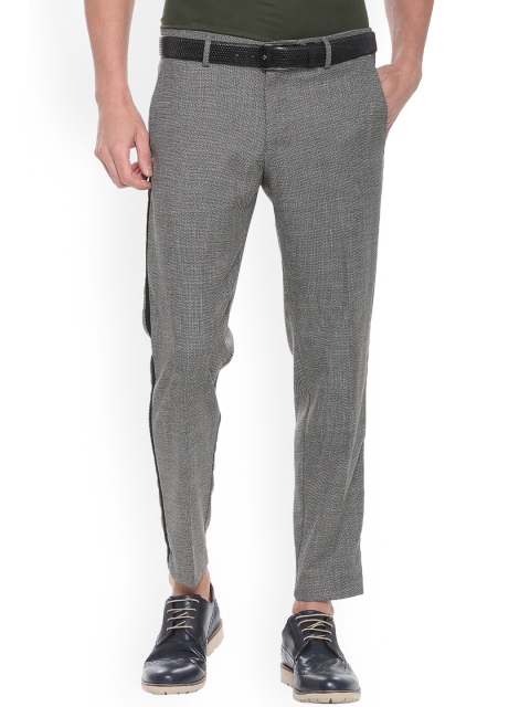 

Allen Solly Men Grey Slim Fit Self Design Regular Trousers