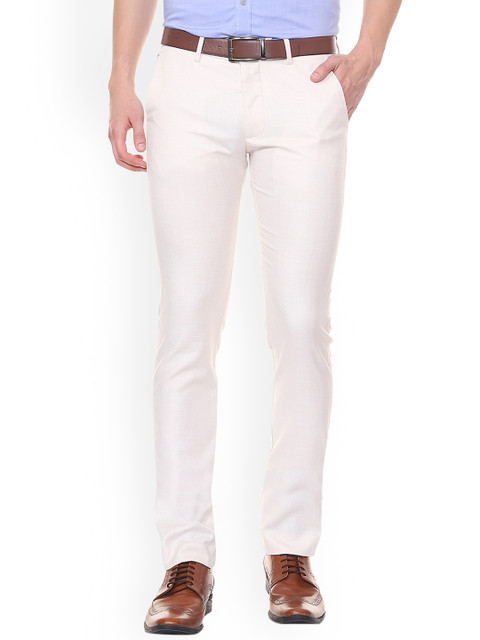 

Allen Solly Men White Slim Fit Self Design Formal Trousers