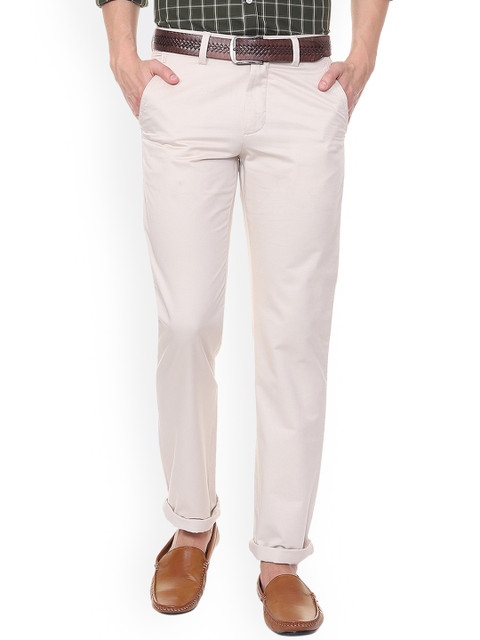 

Allen Solly Men White Regular Fit Solid Regular Trousers