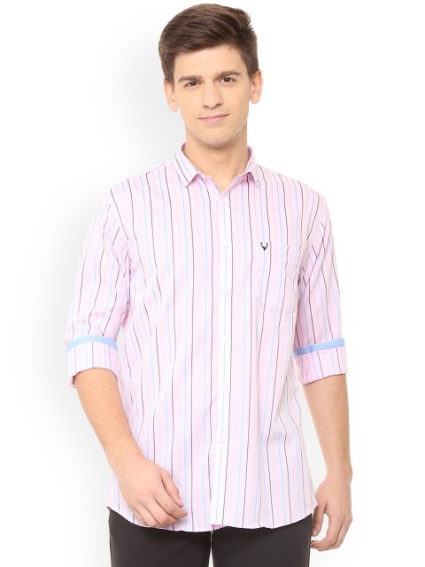 

Allen Solly Men Pink Slim Fit Striped Casual Shirt