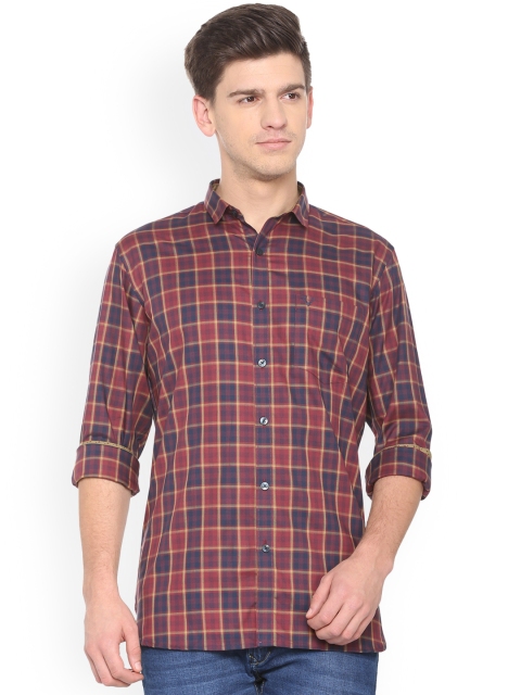 

Allen Solly Men Maroon & Navy Blue Regular Fit Checked Casual Shirt