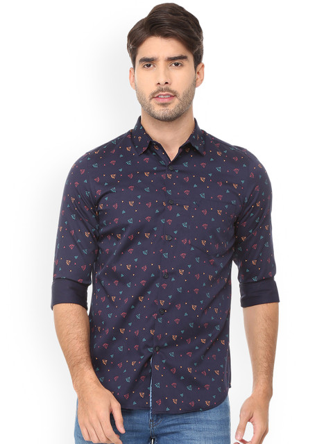 

Allen Solly Men Navy Blue Slim Fit Printed Casual Shirt